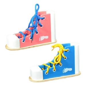 Montessori Children Wooden Toy How to Tie Learning Tool Wood Lacing for Kids Baby Early Educational Toy