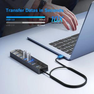 Hub USB 3.0 Szybkie rozdzielacz USB Adapter 7 Port 4 Port wielokrotne przełącznik Expander Extender 100cm kabel