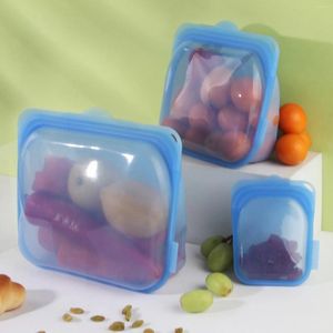 Storage Bags Zipper Bag Reusable Silicone Grocery Portable Kitchen Mason Jar Creative Durable Fresh Wrap Candy Food Box