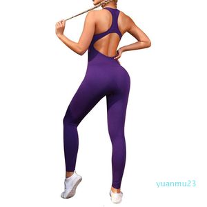 Lu Align Woman Long Outfit Solid Color Seamless Women Sleeve Bodysuit Gym Jumpsuit Tight Athletic Fitness Set Sexig Backless Square Collar Wicking Lemon Lady Gry SPOR