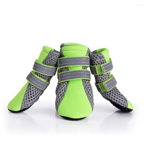 Hundkläder Mesh Surface Shoes Spring Summer Outdoor Walking Breattable Soft Pets Non Slip Reflective Bandage Dogs Boots