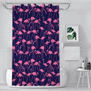 Zasłony prysznicowe różowe i granatowe łazienka flamingo boho wodoodporna partycja kurtyna śmieszne akcesoria do wystroju domu