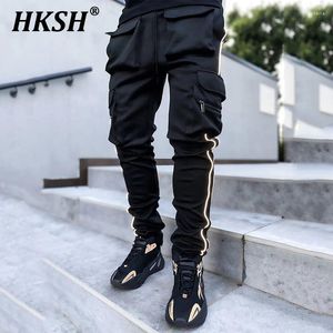 Мужские брюки HKSH, весенне-осенние тактические модные эластичные брюки-карго с несколькими карманами, светоотражающие прямые шикарные повседневные брюки HK0661