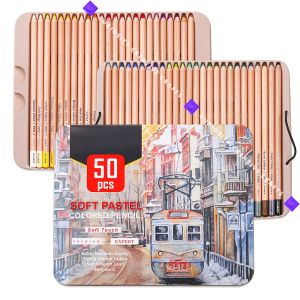 Pencils 50pcs Soft Pastel Colored Pencil Set Professional Bright Rich Pigments Wood Color Drawing Sketch Kit For Artist Writing Journal