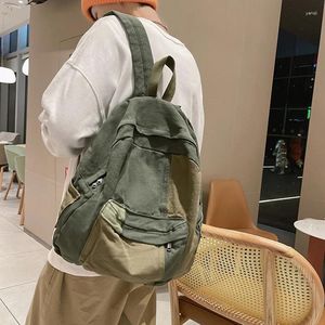 Backpack Canvas Vintage Y2K Casual de grande capacidade Block Backbag Backbag School School Laptop Student Teen Handpack Rucksack