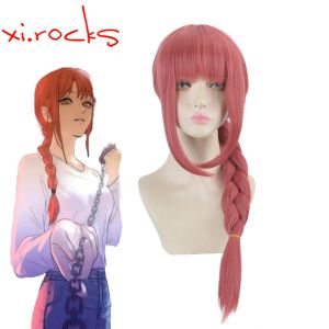 Wigs XI.Rocce 3840 Anime Chainsaw Man Makma Cosplay Long Intrecciati capelli sintetici Sintetico Halloween Ruolo Red Play Wig