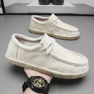 Casual Shoes Summer Fashion Canvas Men's Handmade Weaving Fisherman Flat Espadrilles Driving Big Size