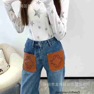 Designer South Oil High end Women's Wear 2024 Spring New High Waist Pocket Splicing Design Feel Loose Straight leg Jeans YVAB