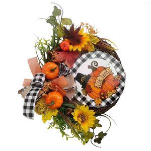装飾的な花木製の飾り感謝祭のひまわり秋の花輪のドア