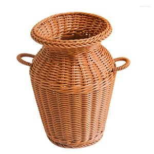 Vases JFBL Imitation Rattan Woven Vase Art Tabletop Decoration Plants Flower Pot Faddish Crafts For Home Decor