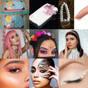 3D Half Pearl Jewelry Eyes Face Sticker Bottom Flat Self Adhesive Pearl Diamond Jewels Party Eyebrow Nail Body Makeup Decoration