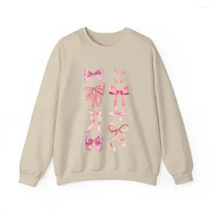 Kvinnors hoodies coquette rosa båge tröja y2k söt estetisk toppband ballerinatrendy crewneck kawaii flickor skjorta vän valentine gåva