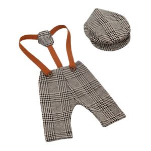 Fotografia Baby Gary Suspender Calças e Hat Set Photography Props Baby Boy Boys Photoshoot Roupe