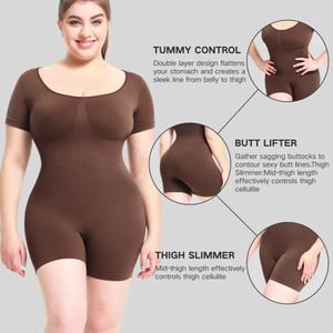 Lady Waist Tummy Shaper Корректирующее белье большого размера для коррекции фигуры для женщин Боди бесшовное боди с короткими рукавами спортивный комбинезон для йоги