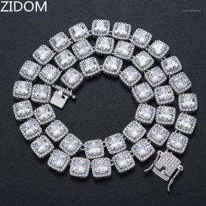 Catene uomini hip hop a ghiacciata bling cinnis collana quadrata zircone da 10 mm collane hiphop gioielli hiphop regali di moda