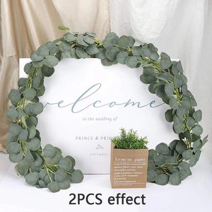 Decorative Flowers Artificial Eucalyptus Garland Wall Decoration Hanging Greenery Leaves Fake Plants Vine For Wedding Arch Garden Decor