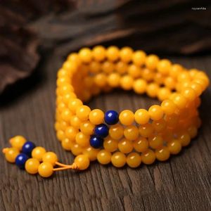 Braccialetti di fascino Bracciale di cera d'api baltico 108 perle gioielli a mano ambra per uomini e donne regalo giallo bracciale giallo