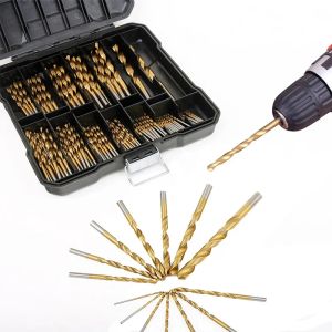 99Pcs Titanium Drill Bit Set High-Speed Steel Drill Bits for Steel Plate Wood Plastic Metal Copper Alloy Woodworking Hole Opener