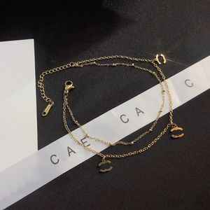 Double Layer Chains Ankle Brand Designer Boutique Jewelry Daily Wear Casual Style Gift Ankle Chain Fashion Design Classic Logo stainless steel Ankle