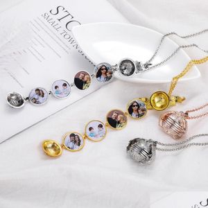 Lockets Magic Po Pendant Memory Floating Locket Necklace Plated Angel Wings Flash Box Fashion Album Halsband för Drop Delivery Jewelr Dhmze