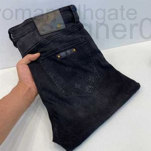 Mäns jeans designer designer lyxhöst och vinter enkel high end mode märke tungt hantverk tvättar europeiska varor elastiska smala passform liten ben 1hby 4jng