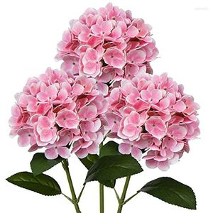 Flores decorativas Faux Hydrangea com caules ramo de seda artificial para a decoração de festa de casamento de mesa para casa