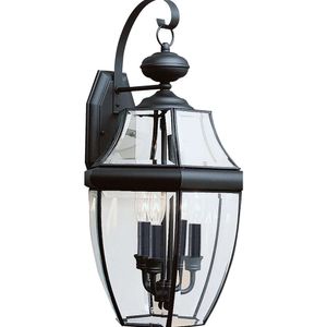 Elegant och hållbar havsgullbelysning 8040-12 Lancaster Outdoor Wall Lantern med tre lampor i svart finish - Perfekt för utomhusbelysningsbehov