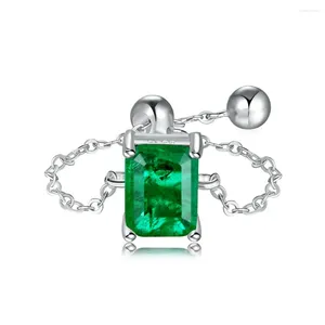 Pierścienie klastra S925 Pierścień Srebrny Chain Kobiety 5A Square Cyrron Emerald Temperament Light Luksusowa biżuteria