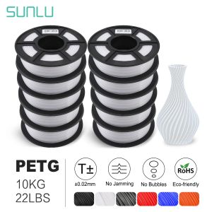 Estêncils SunLlu 3D Material da impressora PETG 1,75mm com carretel de alta resistência sem bolha 3d 10 rolos/conjunto filamento petg filamento 10kg