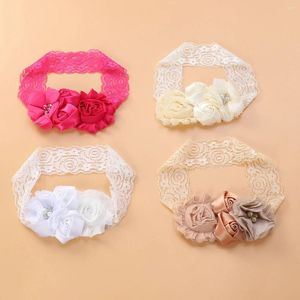 Bandanas Borns Hair Bows Girl Baptism Headbands Baby Lace Christening Headwear Ribbon