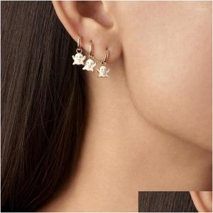 Dangle Chandelier Earrings 2023 Halloween White Enamel Ghost Hook For Women Brass Bling Rhinestones Specter Mini Festival Jewelry D Dhowx