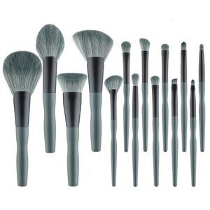 Rancai 14pcs Fiber Fırçalar Makyaj Fırçaları Set EyeHshadow Fırça Tozu Dispersal Fırçası Torba Ahşap Tutucu Kozmetikoller 240403