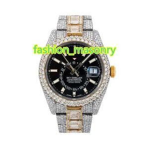 듀얼 톤 Moissanite R Watch 1004 vvs moissanite 다이아몬드 이드 아웃 쿠바 버스 다운 워치