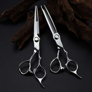 Giappone professionale 440c acciaio da 6,5 '' forbici argento a forbici di taglio di capelli di taglio di taglio di taglio delle forbici per capelli.