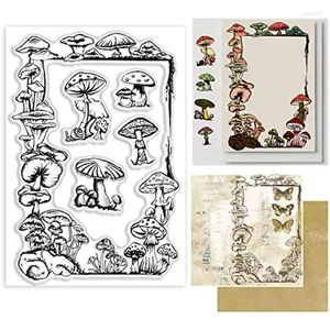 Enrole de presente Vintage Mushroom Frame Clear Carimbos de silicone de selo transparente de borracha para fabricação de cartão DIY