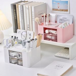 Holder Desk Drawer Pen Holder Storage Box Organizer Cosmetic Plastic Plastic Desktop Stationery Pencil Organisera Office Shelve