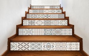 6pcsset Arabian karo merdiven dekor etiketleri merdivenler için kendi yapışkan vinil dekaller diy merdiven yenileme pvc dekal merdiven duvar 9014606