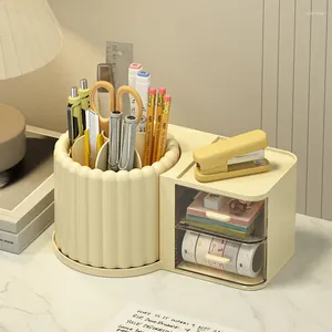 Förvaringslådor Rotary Pen Holder Desk Stationery Student Dormitory Drawers Office Desktop Organisation Makeup Brush Rack