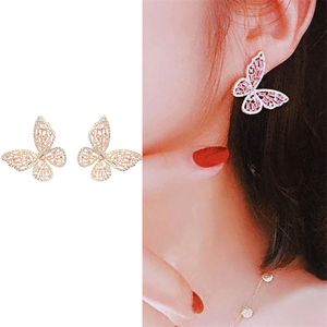 Big Butterfly Stud Ohrringe Schmuck Europa Amerikanische Persönlichkeit Zirkon Schmetterling High -End -Ohrringe S925 Silbernadel AAA Zirkon Ohrringe Valentinstag Geschenk SPC