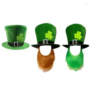 BERETS STPATRICK GREEN HATシャムロックフラットトップアイリッシュナショナルデイのお祝い