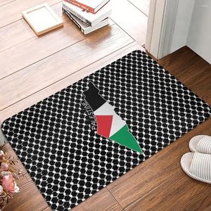 Tapetes bandeira palestina bandana por quebra de tapete tapete tapete de tapete de tapete de poliéster Anti-deslocamento de pó de entrada de pó de entrada banheira de varanda da cozinha