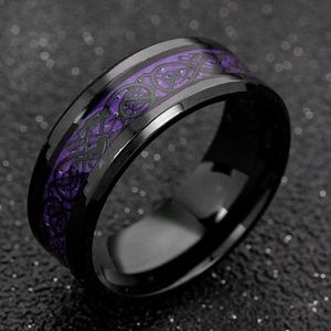 Anéis de banda 2023 Mens anel de aço de aço inoxidável conjunto com anel de casamento de fibra de carbono roxo 8mml2404