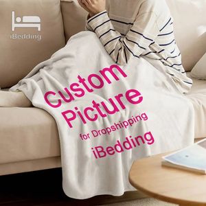 Custom Flannel Throw Blanket Personalized Po Fleece Blankets for Sofa Gift Customized DIY Print on Demand Drop 240318