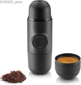 Coffee Makers Minipresso GR portable espresso machine compatible with ground coffee handmade coffee making travel tool manual operation Y240403