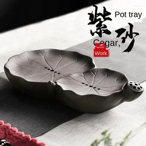 Tea Trays Bamboo Tray Purple Sand Japanese-Style Pot Base Placemat Washed Pitcher Dry Foam Drainage Teapot