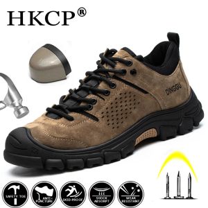 Boots New Men Work Shoes Steel Toe Breathable Rubber AntiSmash Construction Work Safety Boots Industrial Security Man Boots 3944 45