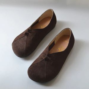 Oxfords Retro Nostalji Cowhide Kadın Ayakkabıları Yaşlı Hediye İçin Düz Ayakkabılar Rahat Yumuşak Sağlıklı