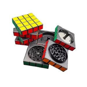 Rubik's Würfelform Tabakmühle 58 mm 4-layer Zinklegierung Trockener Kräuterbärmer Grasschleife Gewürze Raucherzubehör