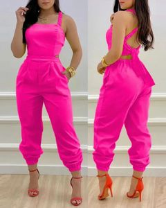 Womens Jumpsuit Elegant Sexy Suspender Printed Jumpsuits Casual Hip midja Overalls Romper For Women Spring Summer 240321