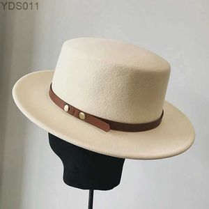 Шляпа с широкими краями шляпы новая женская шляпа Fahson Womens Fedora с поясом белой гребной шерсти широко зимнее